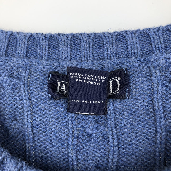 90s-00'S LANDS'END Cable Knit Cotton Sweater, Men's Size XL cotton Blue type light blue Vintage Second Hand