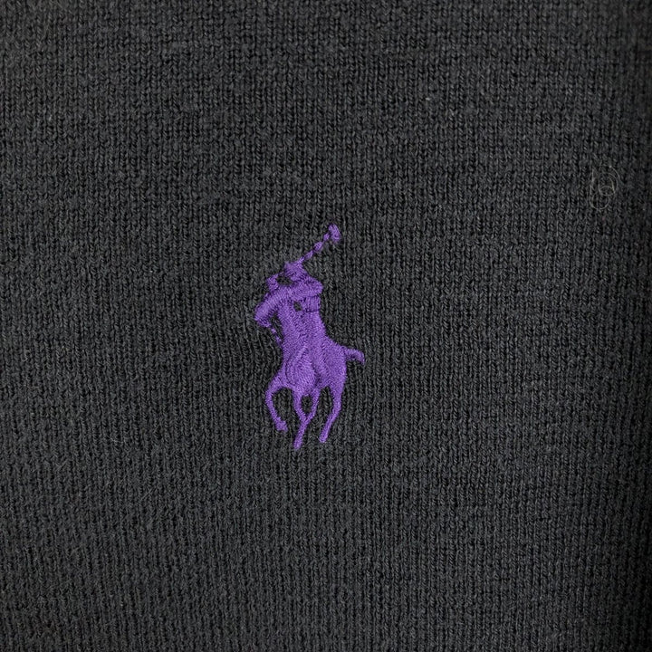 Ralph Lauren POLO by Ralph Lauren V-neck Pima cotton knit sweater, men's size M Pima Cotton Charcoal Vintage Second Hand