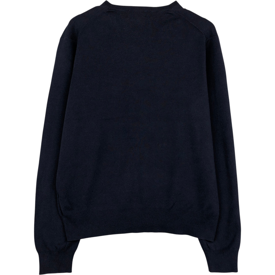 Ralph Lauren POLO by Ralph Lauren V-neck Pima cotton knit sweater, men's size L Pima Cotton navy blue type Vintage Second Hand