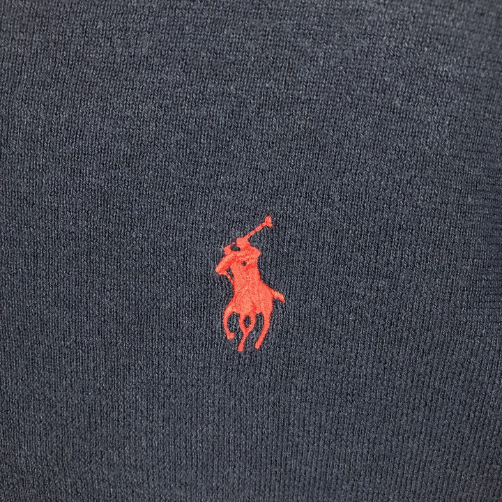 Ralph Lauren POLO by Ralph Lauren V-neck Pima cotton knit sweater, men's size L Pima Cotton navy blue type Vintage Second Hand