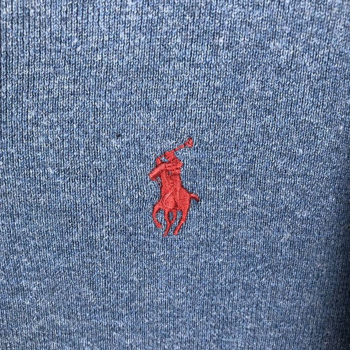 Ralph Lauren POLO by Ralph Lauren V-neck Pima cotton knit sweater, men's size L Pima Cotton Blue type light blue Vintage Second Hand