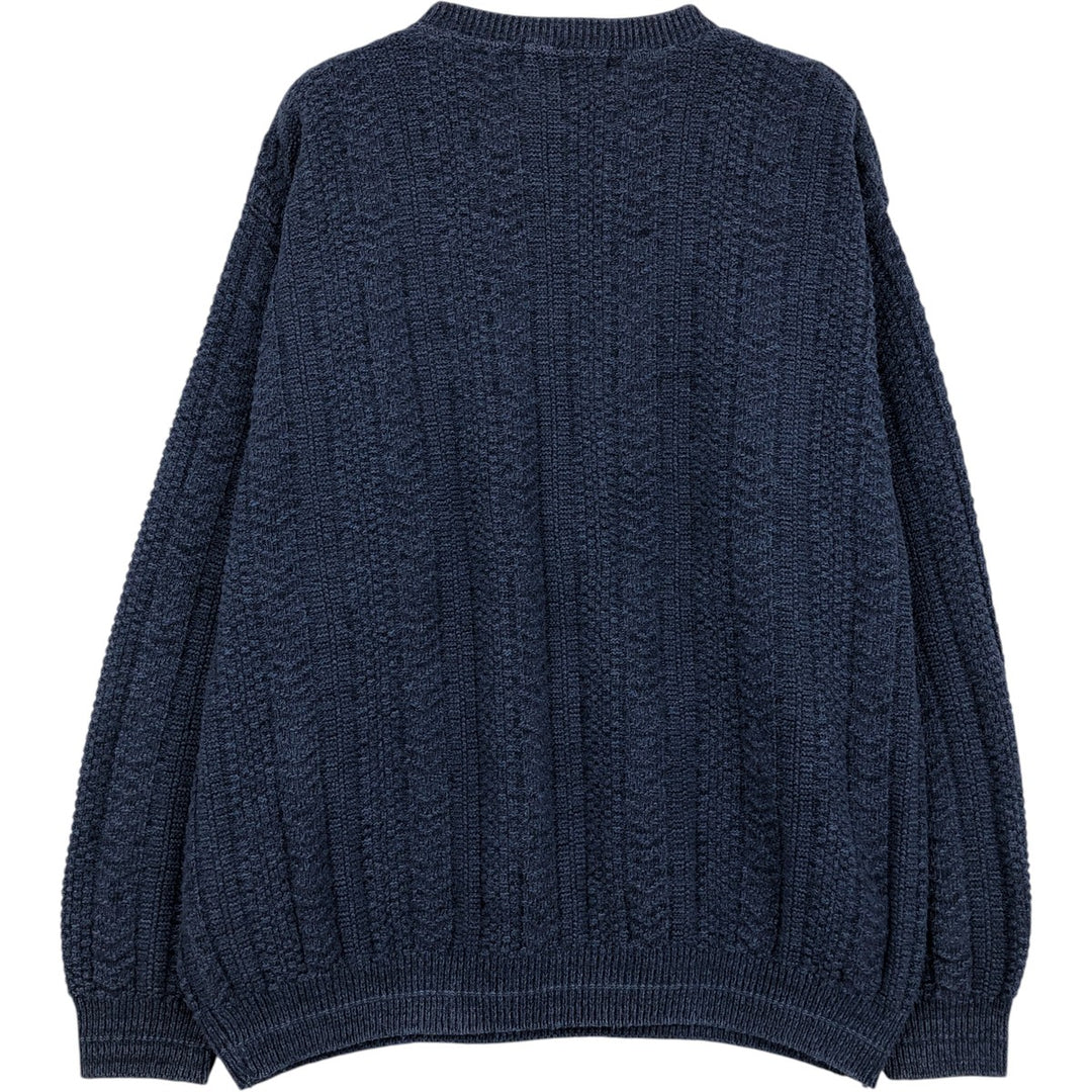 Vintage 90'S Bill Blass herringbone cotton knit sweater, made in the USA, men's size XL cotton navy blue type Vintage Second Hand