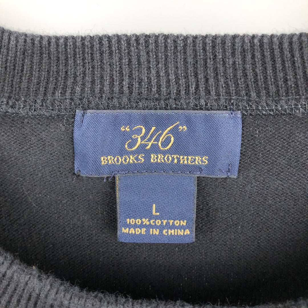 Brooks Brothers 346 Cotton Knit Sweater, Made in China, Men's Size L cotton black type Vintage Second Hand