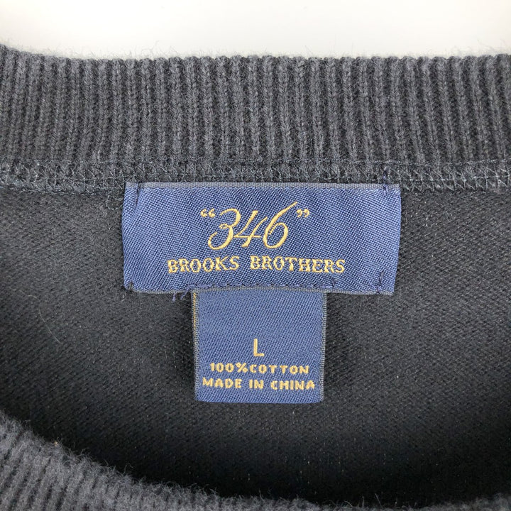 Brooks Brothers 346 Cotton Knit Sweater, Made in China, Men's Size L cotton black type Vintage Second Hand
