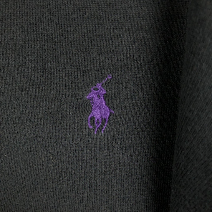 Ralph Lauren POLO by Ralph Lauren V-neck Pima cotton knit sweater, men's size XL Pima Cotton Charcoal Vintage Second Hand