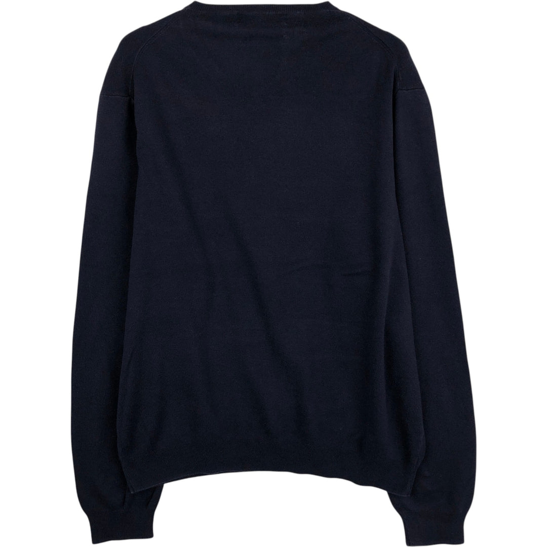 Ralph Lauren POLO by Ralph Lauren V-neck Pima cotton knit sweater, men's size XL Pima Cotton navy blue type Vintage Second Hand