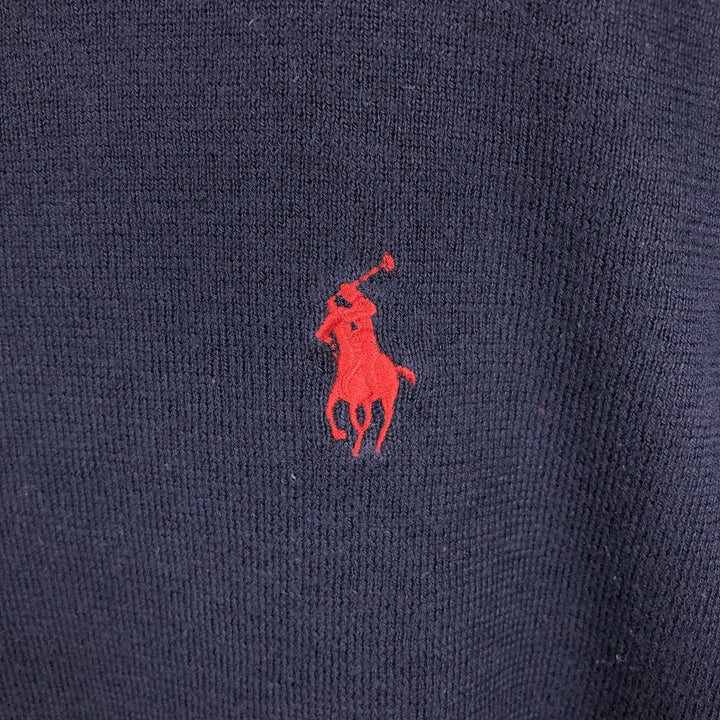 Ralph Lauren POLO by Ralph Lauren V-neck Pima cotton knit sweater, men's size XL Pima Cotton navy blue type Vintage Second Hand