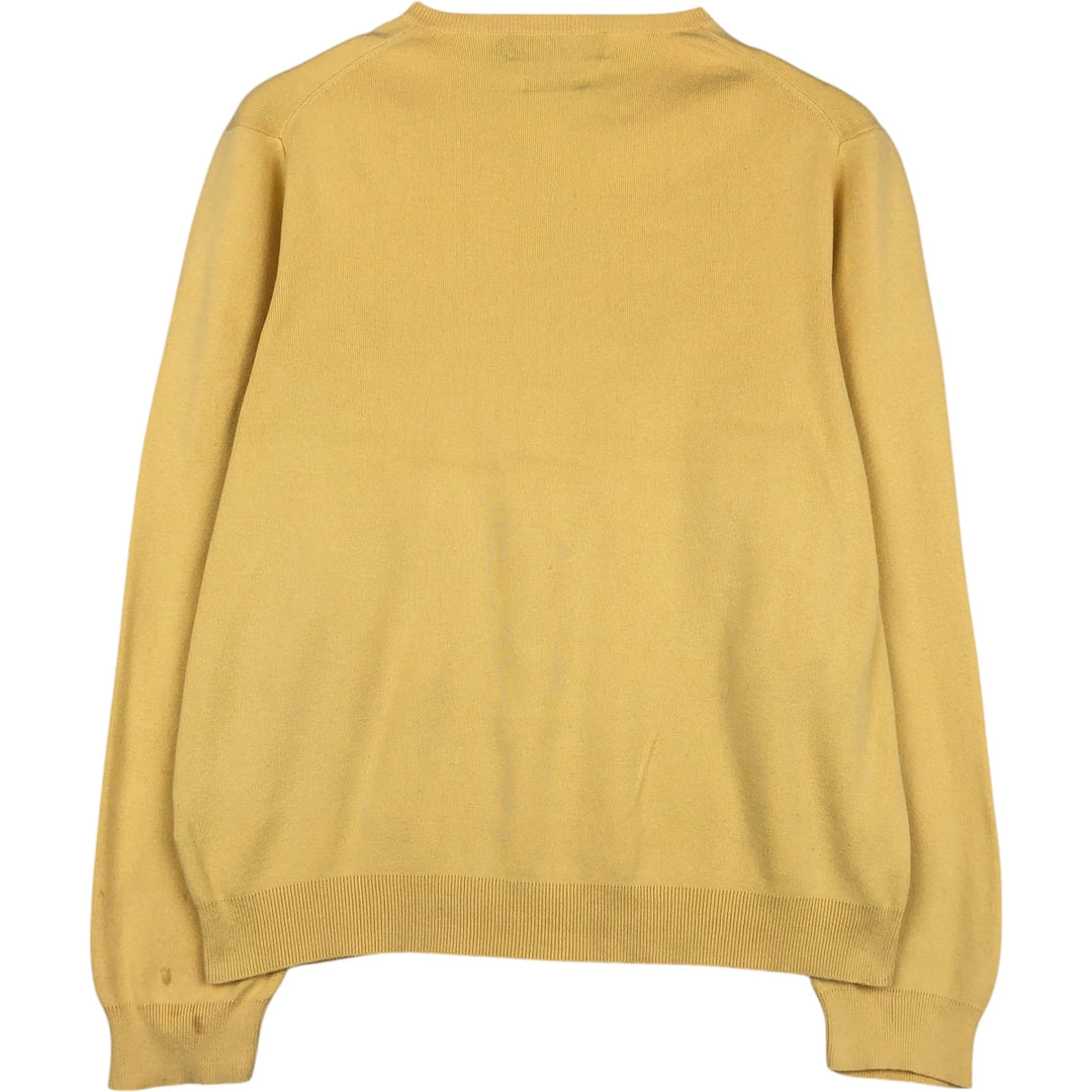 Ralph Lauren POLO by Ralph Lauren V-neck Pima cotton knit sweater, men's size L Pima Cotton yellow type Vintage Second Hand