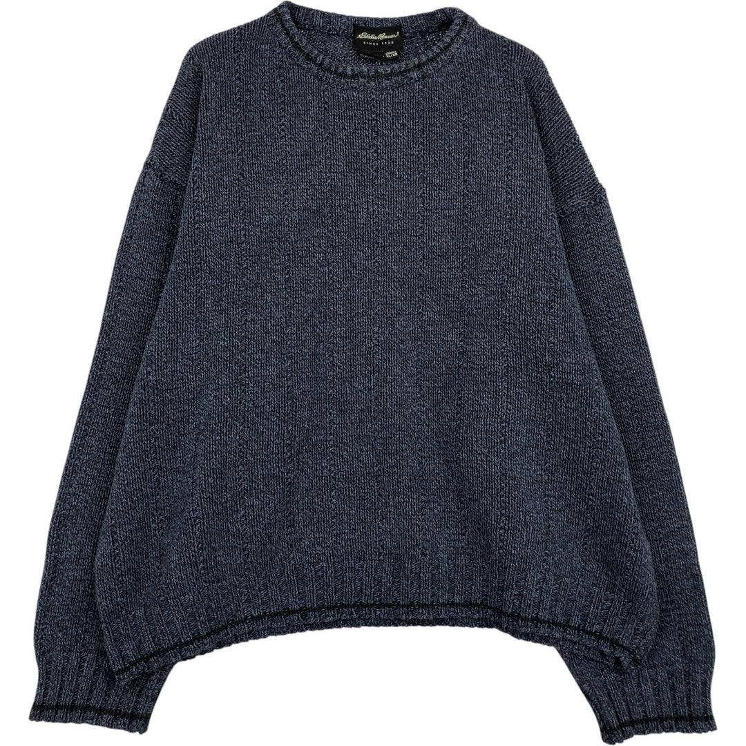 Eddie Bauer Cotton Knit Sweater, Men's XL cotton navy blue type Vintage Second Hand