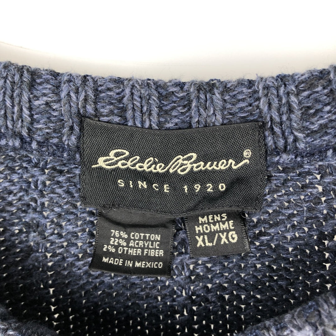 Eddie Bauer Cotton Knit Sweater, Men's XL cotton navy blue type Vintage Second Hand