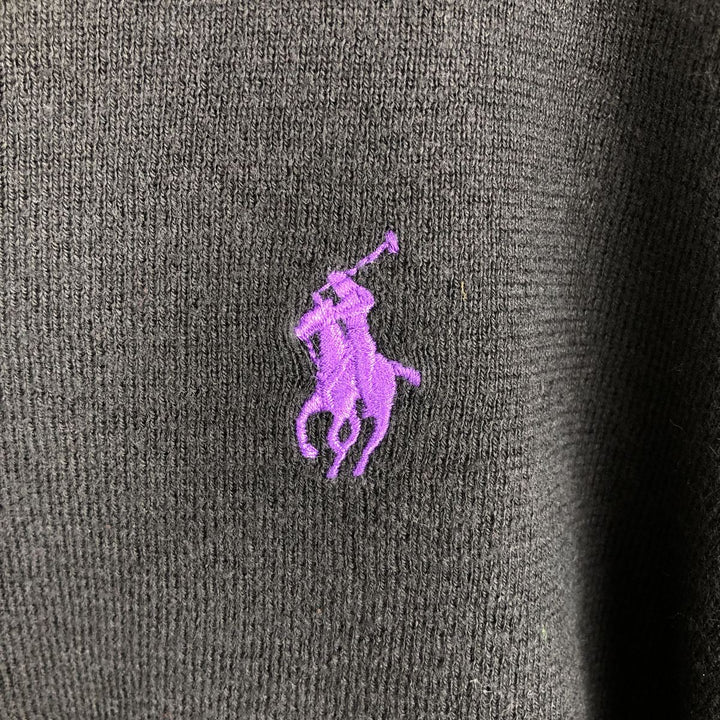 Ralph Lauren POLO RALPH LAUREN V-neck cotton knit sweater, men's size L cotton black type Vintage Second Hand