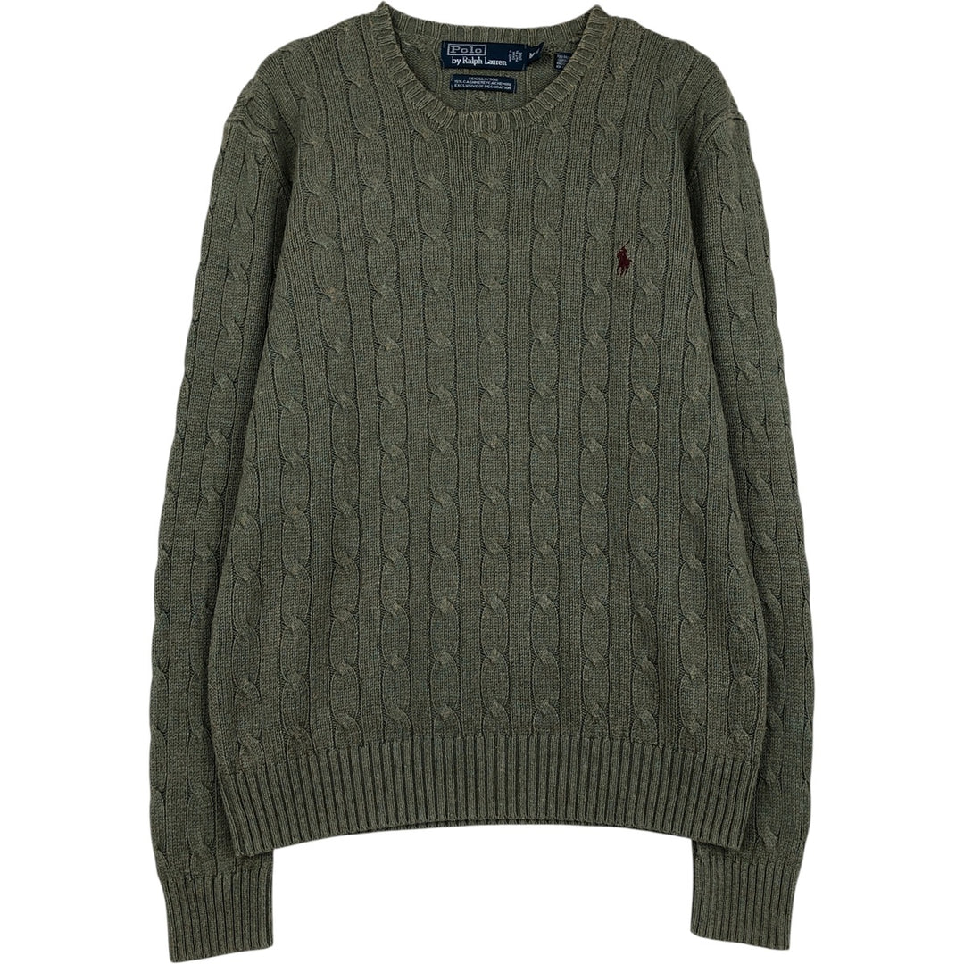Ralph Lauren POLO by Ralph Lauren cable knit silk knit sweater, men's size M. silk green type Vintage Second Hand