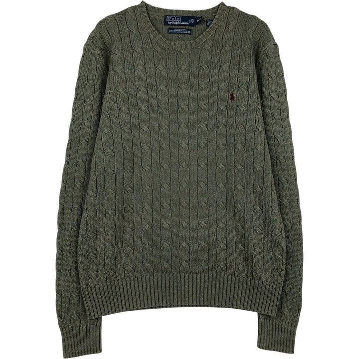 Ralph Lauren POLO by Ralph Lauren cable knit silk knit sweater, men's size M. silk green type Vintage Second Hand