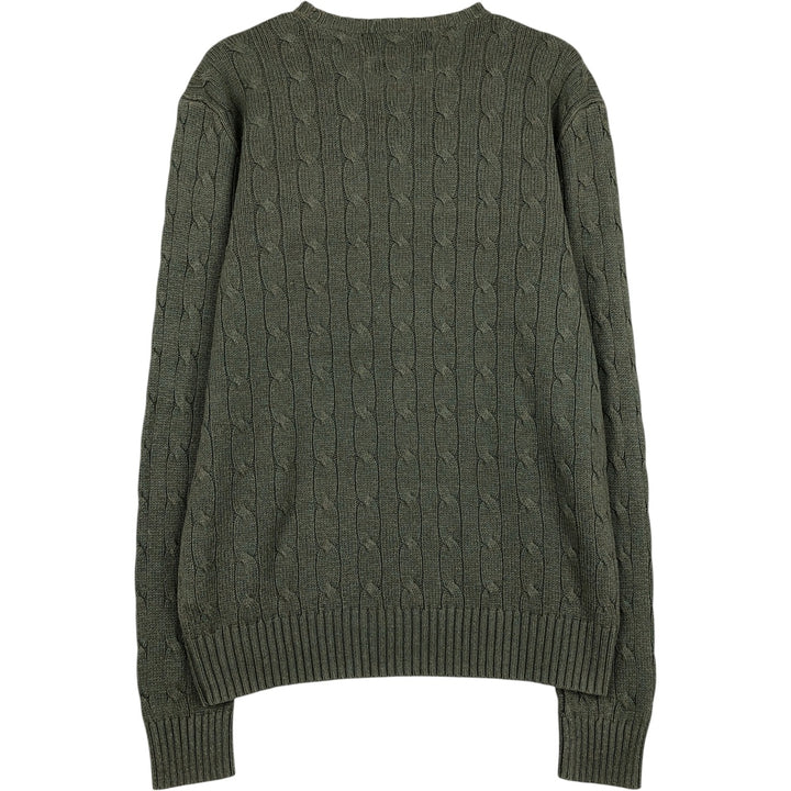 Ralph Lauren POLO by Ralph Lauren cable knit silk knit sweater, men's size M. silk green type Vintage Second Hand