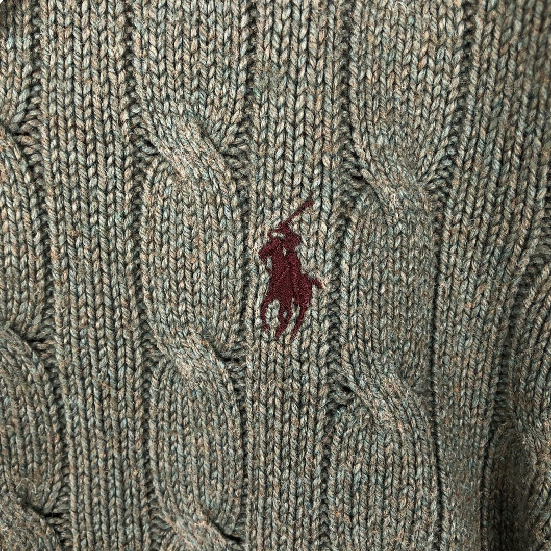 Ralph Lauren POLO by Ralph Lauren cable knit silk knit sweater, men's size M. silk green type Vintage Second Hand