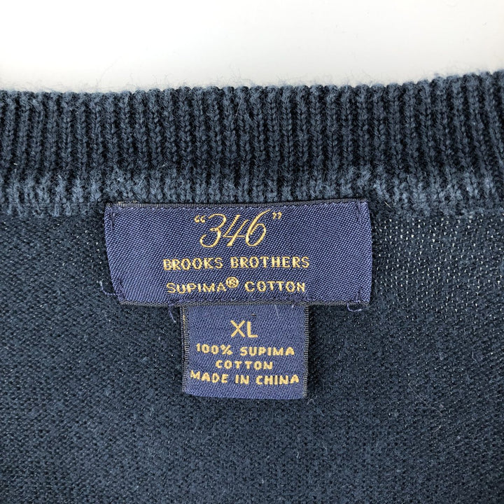 Brooks Brothers 346 V-Neck Supima Cotton Knit Sweater, Men's Size XL Supima Cotton navy blue type Vintage Second Hand