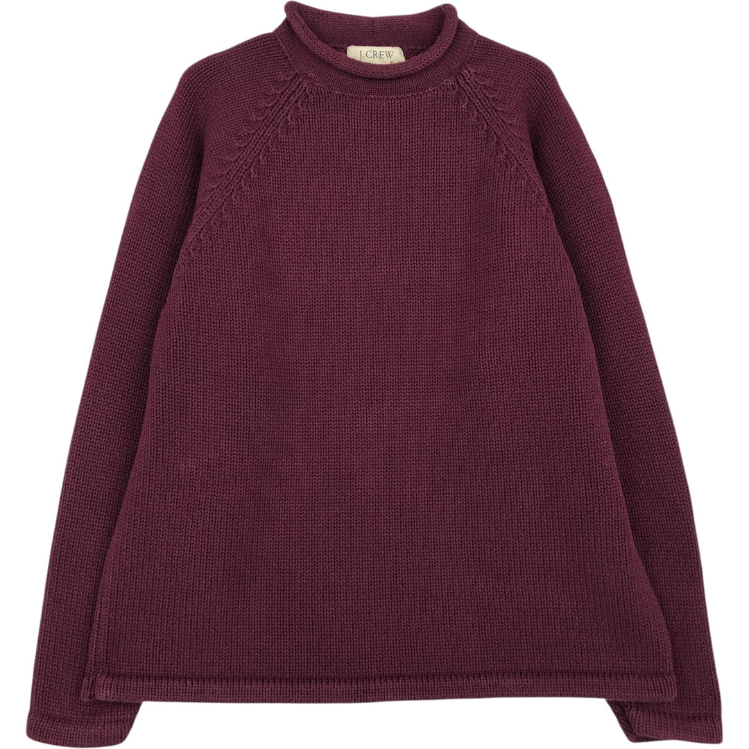 Vintage 90s-00'S J.Crew roll neck cotton knit sweater, size M, men's cotton Purple type red-purple Vintage Second Hand