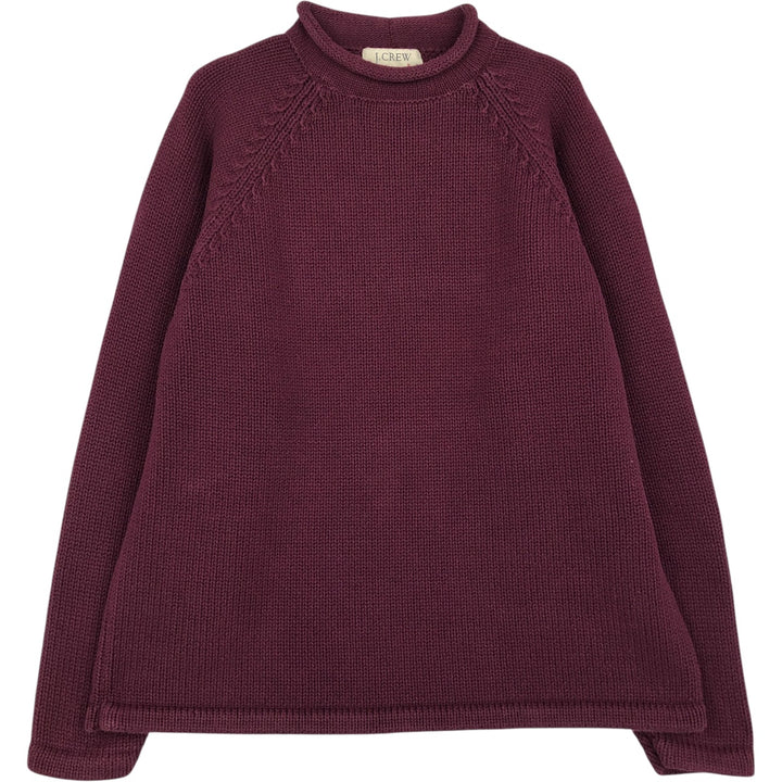 Vintage 90s-00'S J.Crew roll neck cotton knit sweater, size M, men's cotton Purple type red-purple Vintage Second Hand