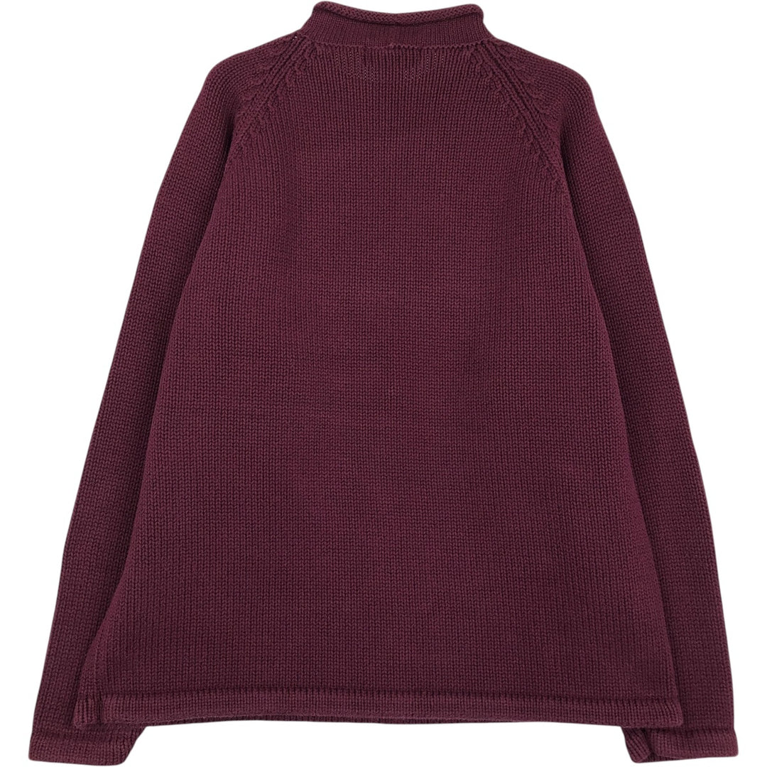 Vintage 90s-00'S J.Crew roll neck cotton knit sweater, size M, men's cotton Purple type red-purple Vintage Second Hand