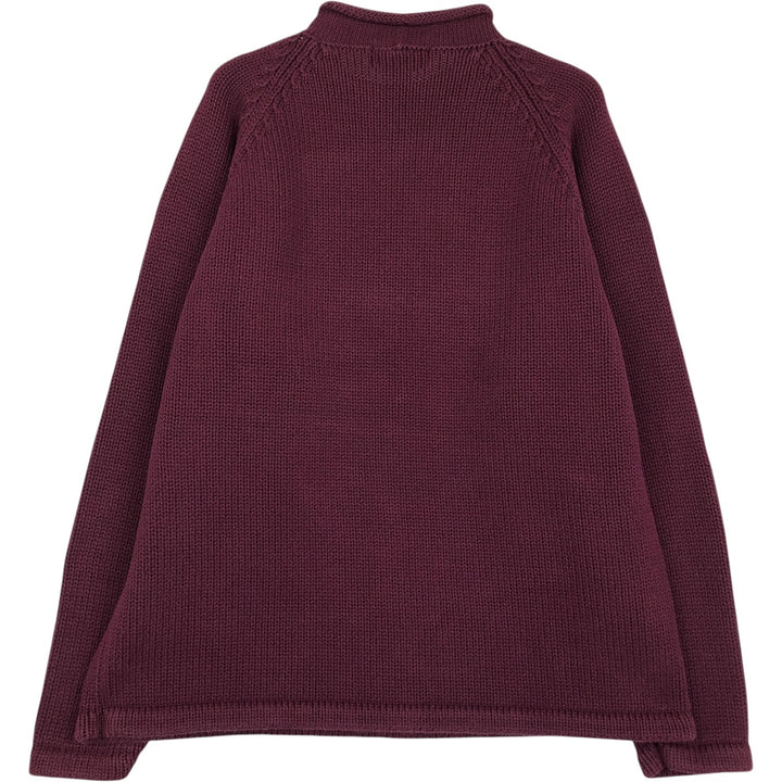 Vintage 90s-00'S J.Crew roll neck cotton knit sweater, size M, men's cotton Purple type red-purple Vintage Second Hand