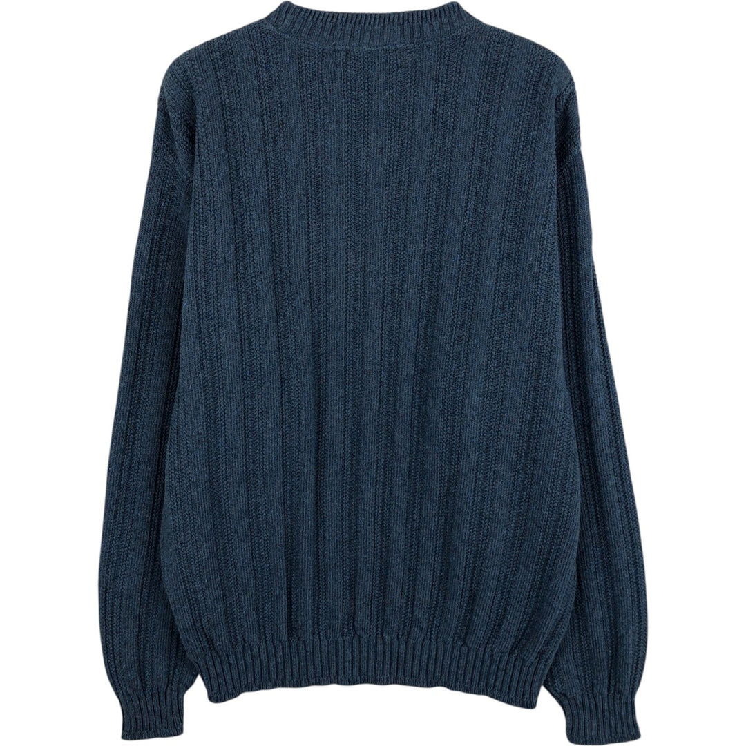 Vintage 90'S Bill Blass cotton knit sweater, Made in USA, Men's Size L cotton blue type Vintage Second Hand