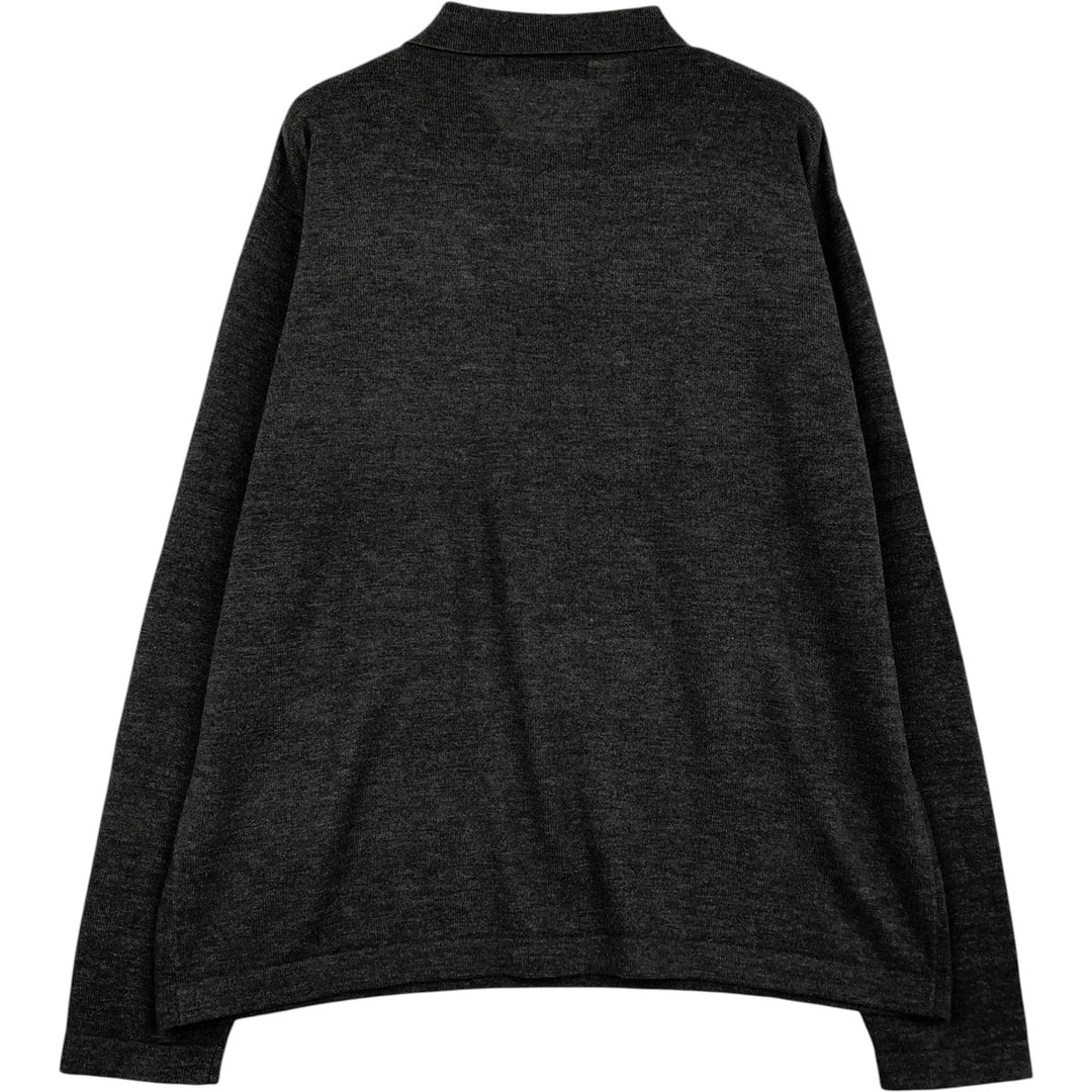 BRANDINI Men's Long Sleeve Polo Knit Sweater, Size L acrylic gray type Vintage Second Hand