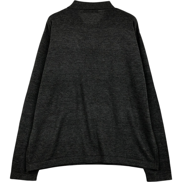BRANDINI Men's Long Sleeve Polo Knit Sweater, Size L acrylic gray type Vintage Second Hand