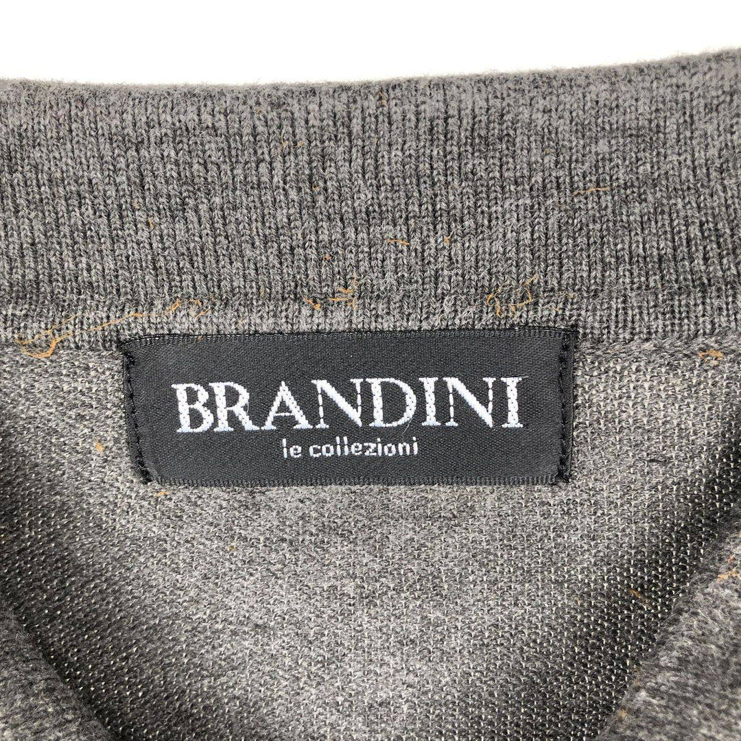 BRANDINI Men's Long Sleeve Polo Knit Sweater, Size L acrylic gray type Vintage Second Hand