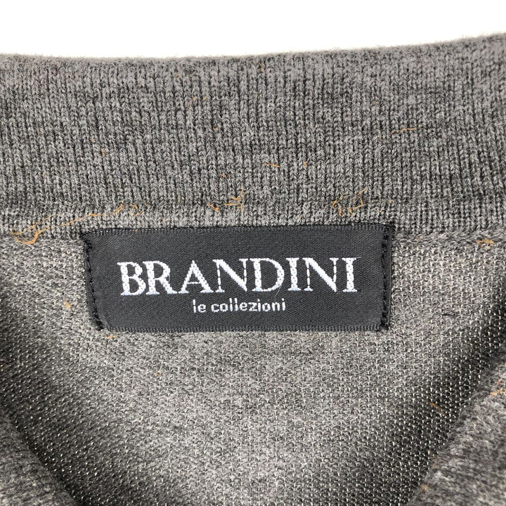 BRANDINI Men's Long Sleeve Polo Knit Sweater, Size L acrylic gray type Vintage Second Hand