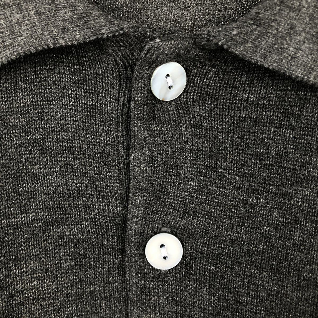 BRANDINI Men's Long Sleeve Polo Knit Sweater, Size L acrylic gray type Vintage Second Hand