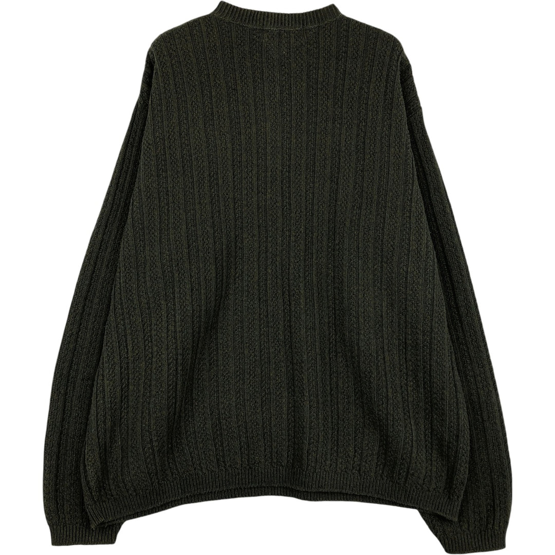 BILL BLASS Henley Neck Cotton Knit Half-Button Sweater, Made in USA, Men's XXL cotton Green type dark green Vintage Second Hand