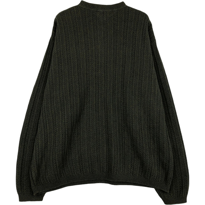 BILL BLASS Henley Neck Cotton Knit Half-Button Sweater, Made in USA, Men's XXL cotton Green type dark green Vintage Second Hand