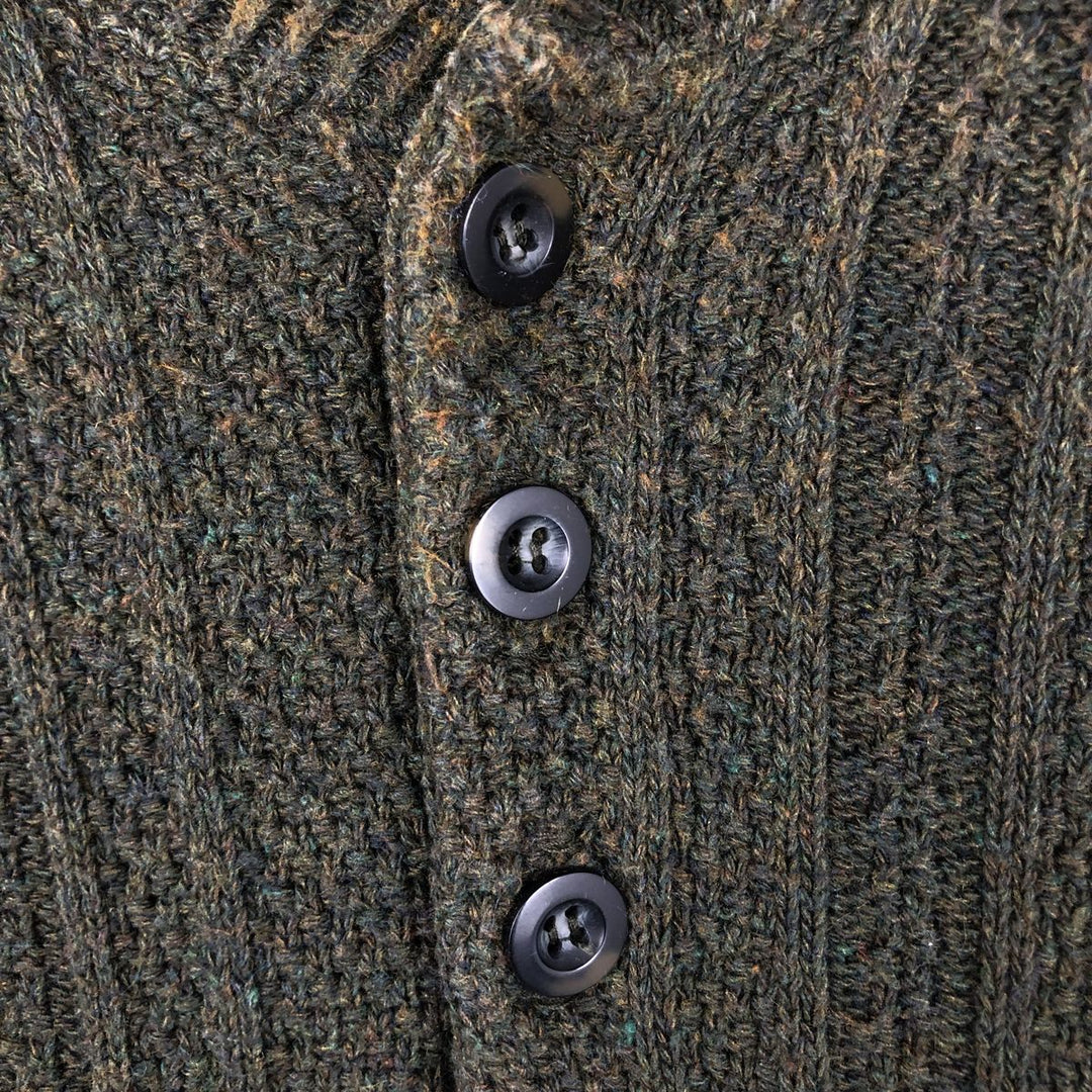 BILL BLASS Henley Neck Cotton Knit Half-Button Sweater, Made in USA, Men's XXL cotton Green type dark green Vintage Second Hand
