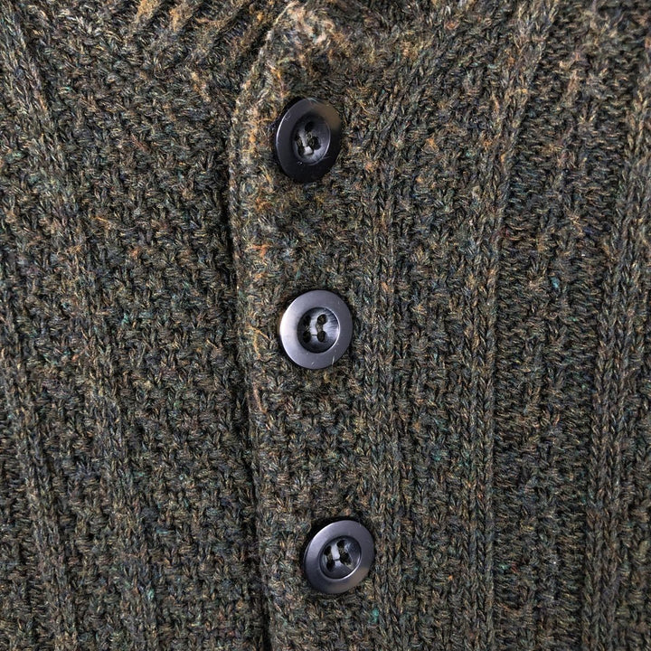 BILL BLASS Henley Neck Cotton Knit Half-Button Sweater, Made in USA, Men's XXL cotton Green type dark green Vintage Second Hand