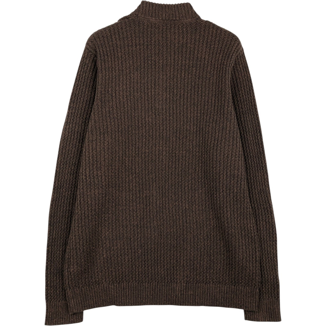Eddie Bauer Ribbed Half-Button Cotton Knit Sweater, Men's Size L cotton brown type Vintage Second Hand
