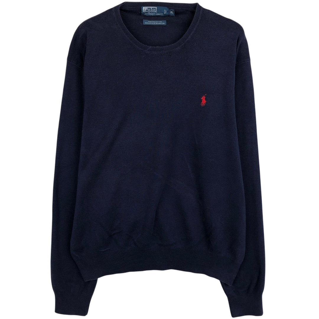 Ralph Lauren POLO by Ralph Lauren Pima Cotton Knit Sweater, Men's XL Pima Cotton navy blue type Vintage Second Hand