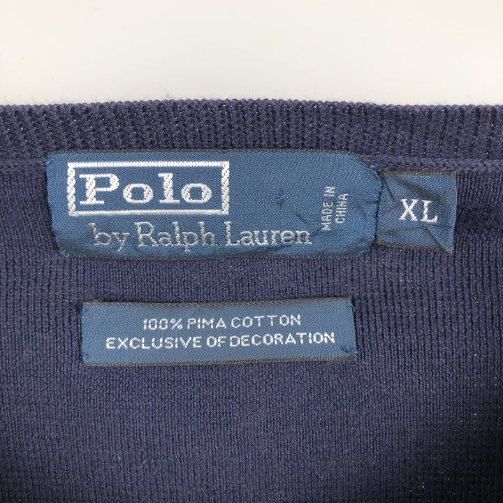 Ralph Lauren POLO by Ralph Lauren Pima Cotton Knit Sweater, Men's XL Pima Cotton navy blue type Vintage Second Hand