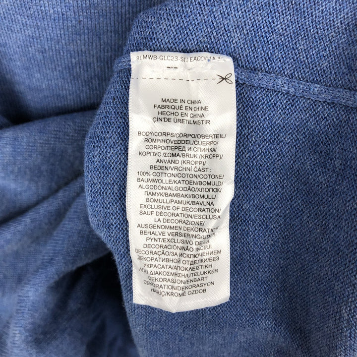 Ralph Lauren POLO RALPH LAUREN V-neck cotton knit sweater, men's size L cotton blue type Vintage Second Hand