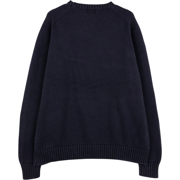 00'S Lands'End Raglan Sleeve Cotton Knit Sweater, Men's XL cotton navy blue type Vintage Second Hand