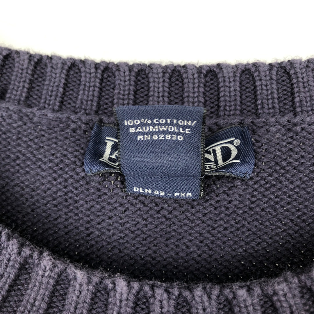 00'S Lands'End Raglan Sleeve Cotton Knit Sweater, Men's XL cotton navy blue type Vintage Second Hand