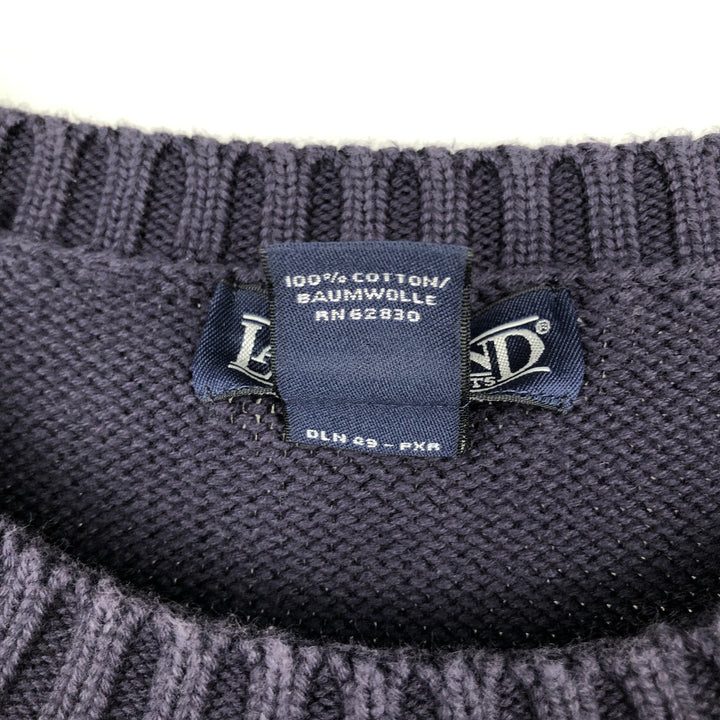 00'S Lands'End Raglan Sleeve Cotton Knit Sweater, Men's XL cotton navy blue type Vintage Second Hand