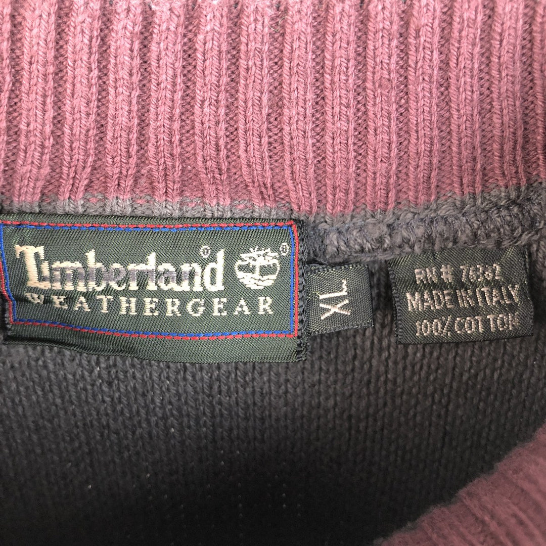 90'S Vintage Timberland WEATHERGEAR Cotton Knit Sweater, Made in Italy, Men's XL cotton Khaki type sage green Vintage Second Hand