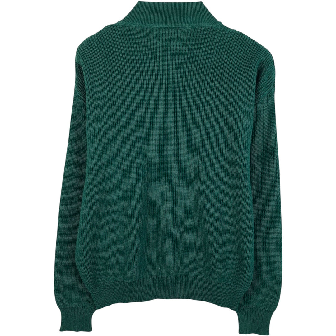 Vintage SEDGEFIELD Henley-neck cotton knit half-button sweater, made in the USA, size L, men's size L cotton green type Vintage Second Hand