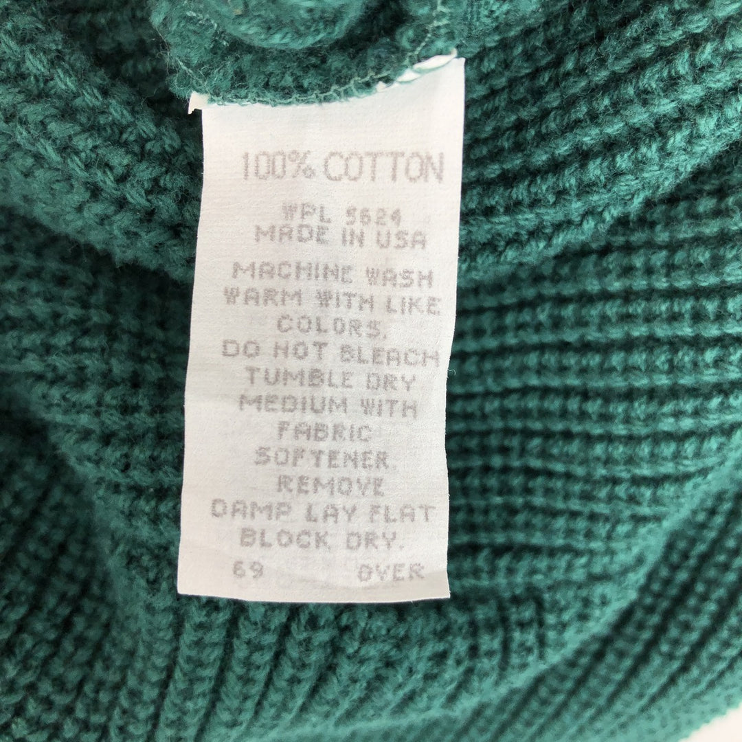 Vintage SEDGEFIELD Henley-neck cotton knit half-button sweater, made in the USA, size L, men's size L cotton green type Vintage Second Hand