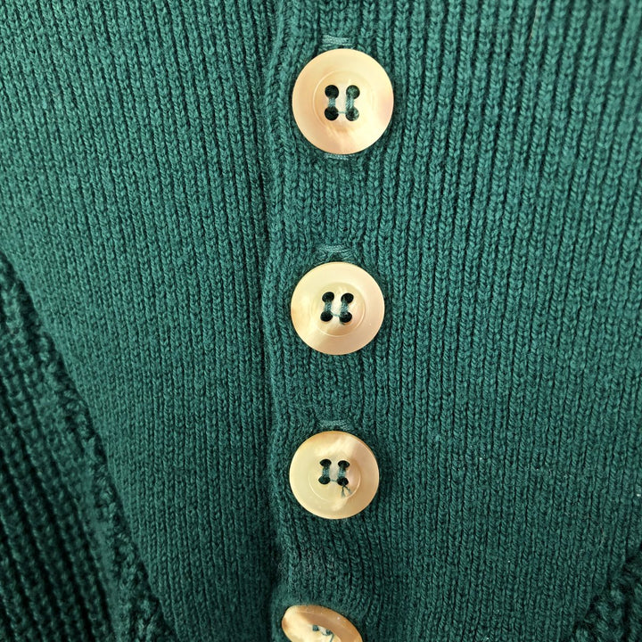 Vintage SEDGEFIELD Henley-neck cotton knit half-button sweater, made in the USA, size L, men's size L cotton green type Vintage Second Hand