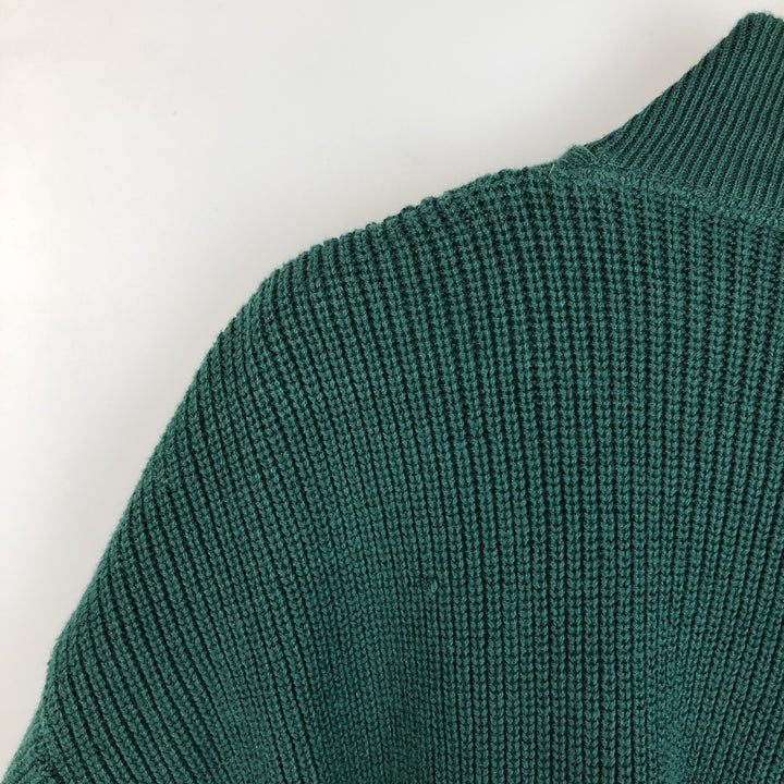 Vintage SEDGEFIELD Henley-neck cotton knit half-button sweater, made in the USA, size L, men's size L cotton green type Vintage Second Hand