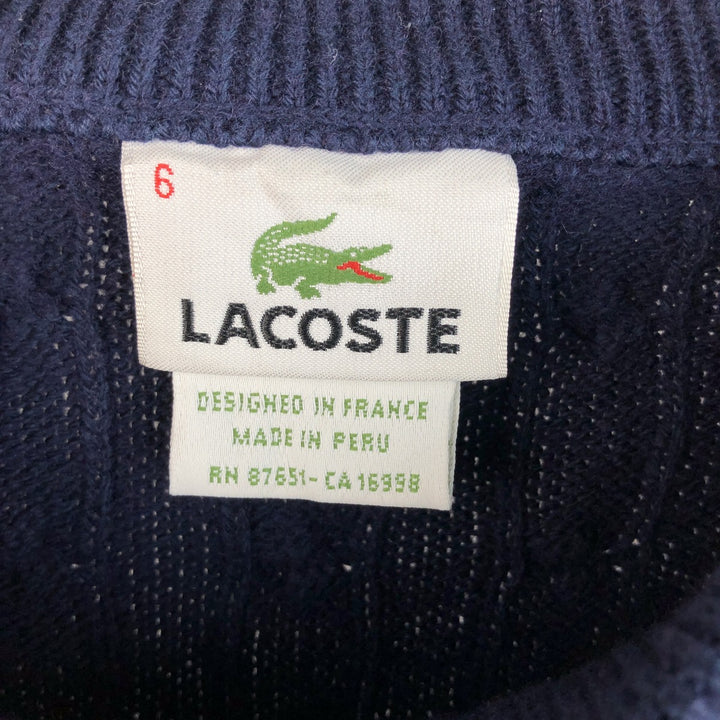 Lacoste cable knit V-neck cotton and wool knit sweater, men's size XL cotton navy blue type Vintage Second Hand