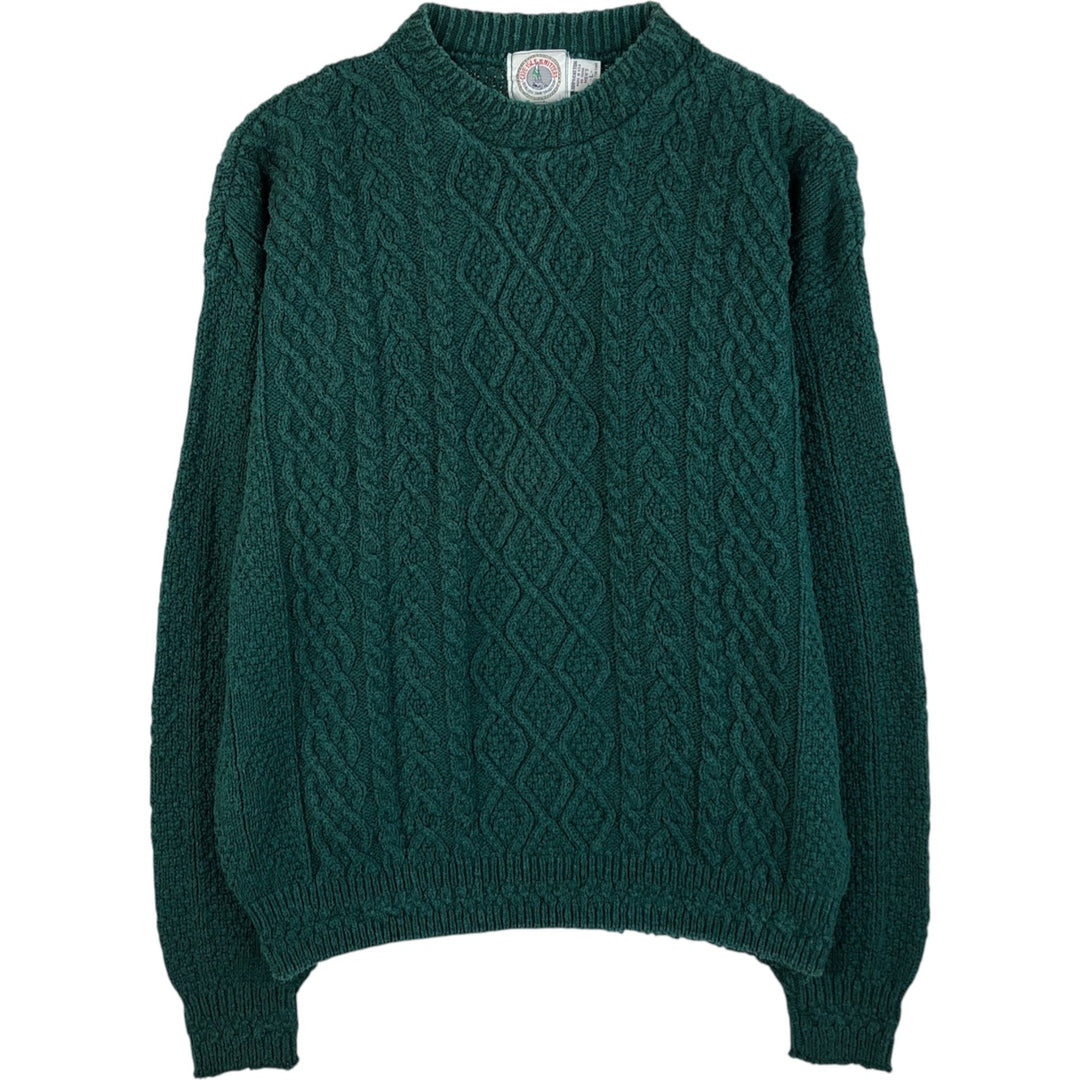 Vintage 90'S Cape Isle Knitters cable knit cotton sweater, made in the USA, size L, men's cotton green type Vintage Second Hand