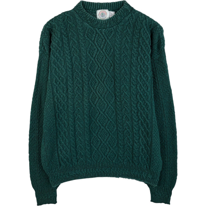 Vintage 90'S Cape Isle Knitters cable knit cotton sweater, made in the USA, size L, men's cotton green type Vintage Second Hand