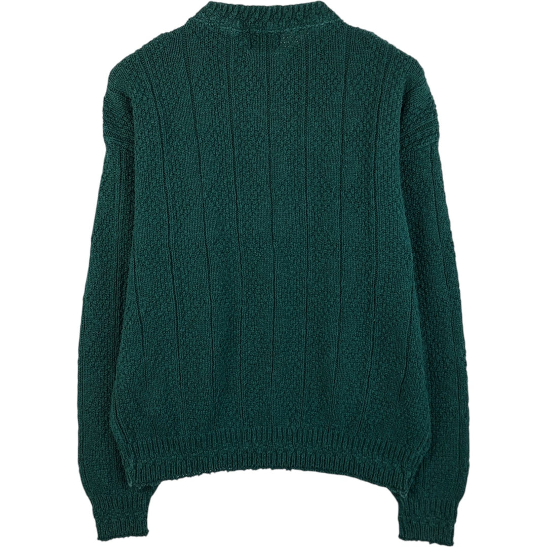 Vintage 90'S Cape Isle Knitters cable knit cotton sweater, made in the USA, size L, men's cotton green type Vintage Second Hand